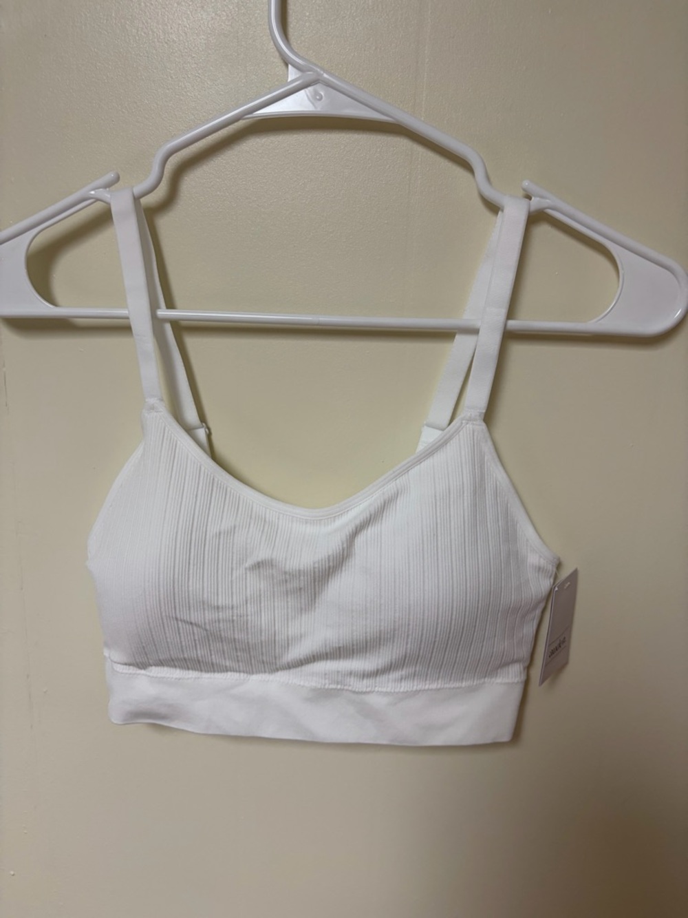 Auden White Ribbed Wireless Crop Bralette